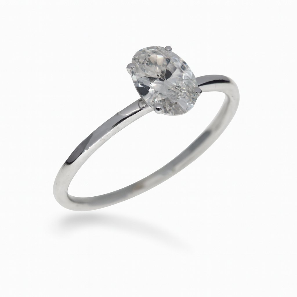 Lab-Grown Ovaal solitair ring 0.75crt
